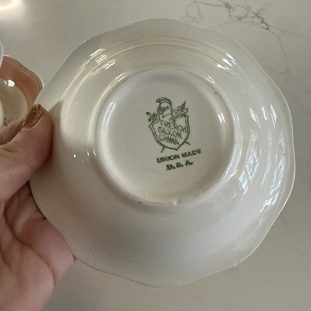 Vintage French Saxon China Co Demitasse Tea Cups & Saucers Set 2 Replacement - Picture 11 of 14